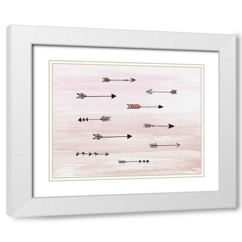 Arrows on Watercolor White Modern Wood Framed Art Print with Double Matting by Moss, Tara