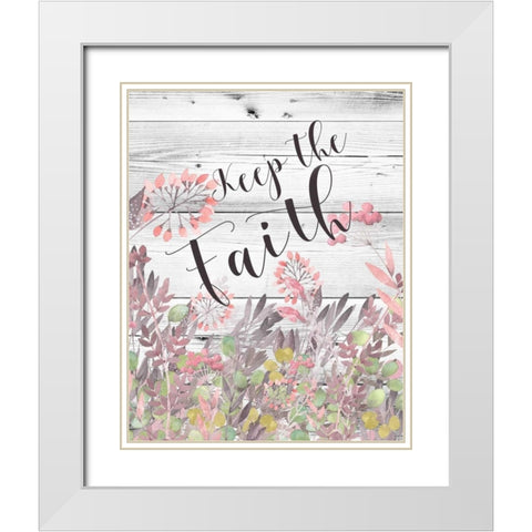 Keep the Faith Floral Watercolor White Modern Wood Framed Art Print with Double Matting by Moss, Tara