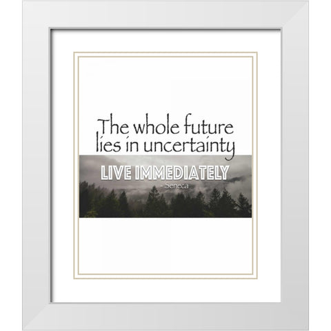 Live Immediately Quote White Modern Wood Framed Art Print with Double Matting by Moss, Tara