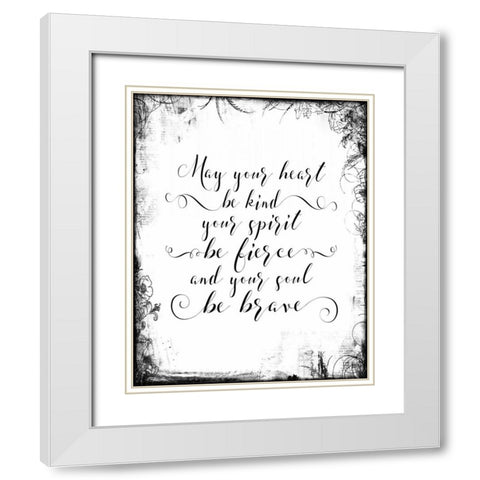 Kind Fierce Brave with Border White Modern Wood Framed Art Print with Double Matting by Moss, Tara