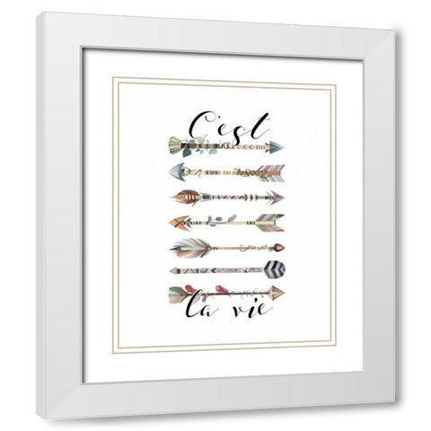Cest La Vie Arrows White Modern Wood Framed Art Print with Double Matting by Moss, Tara