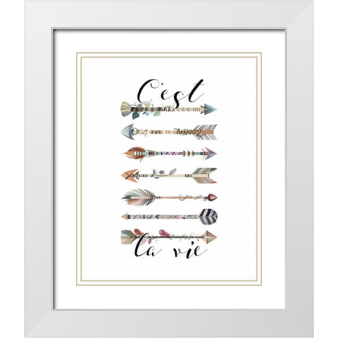 Cest La Vie Arrows White Modern Wood Framed Art Print with Double Matting by Moss, Tara