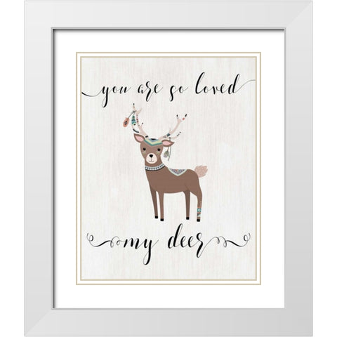 So Loved My Deer White Modern Wood Framed Art Print with Double Matting by Moss, Tara