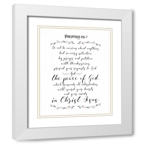 Philippians 4 White Modern Wood Framed Art Print with Double Matting by Moss, Tara