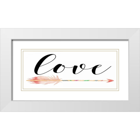 Love with Arrow White Modern Wood Framed Art Print with Double Matting by Moss, Tara