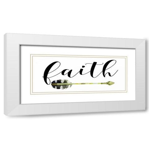 Faith with Arrow White Modern Wood Framed Art Print with Double Matting by Moss, Tara