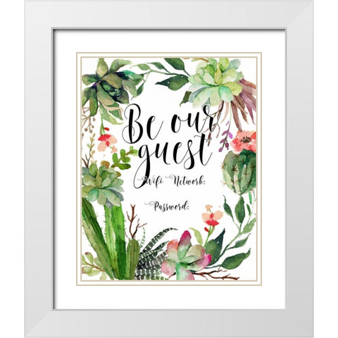 Be Our Guest Wifi White Modern Wood Framed Art Print with Double Matting by Moss, Tara
