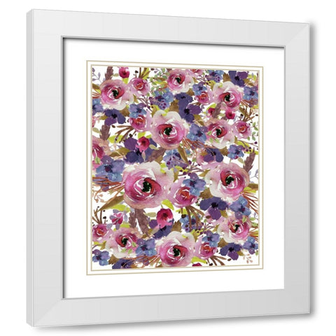 Purple Floral Collage White Modern Wood Framed Art Print with Double Matting by Moss, Tara