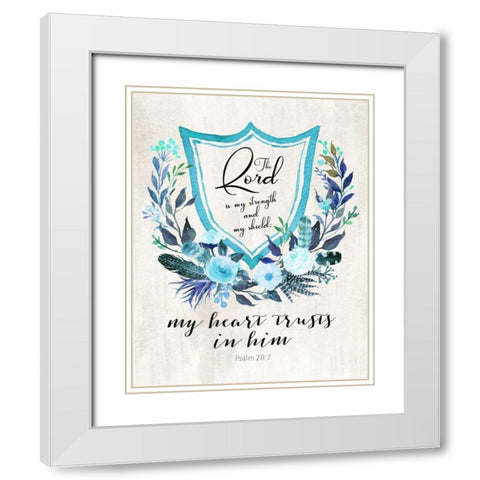 Psalm 28-7 White Modern Wood Framed Art Print with Double Matting by Moss, Tara