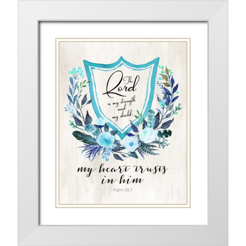 Psalm 28-7 White Modern Wood Framed Art Print with Double Matting by Moss, Tara