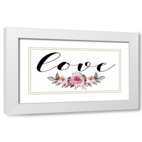 Love with Floral Horizontal White Modern Wood Framed Art Print with Double Matting by Moss, Tara