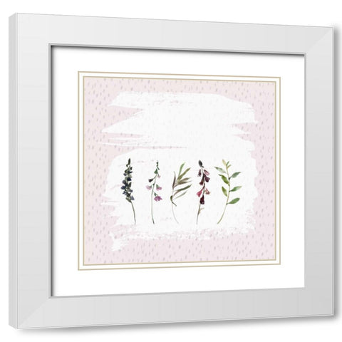 Florals on Grunge Square White Modern Wood Framed Art Print with Double Matting by Moss, Tara