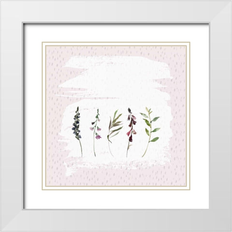 Florals on Grunge Square White Modern Wood Framed Art Print with Double Matting by Moss, Tara