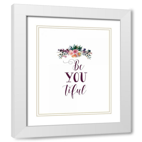 BeYouTiful Dark Florals White Modern Wood Framed Art Print with Double Matting by Moss, Tara