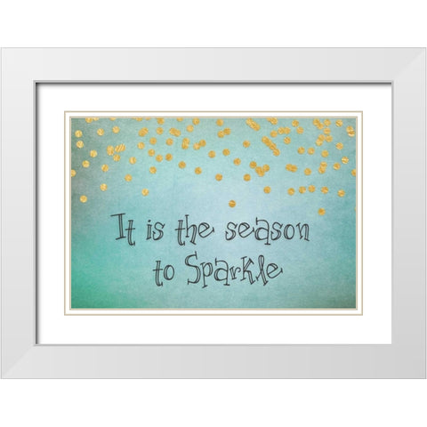 Sparkle Teal White Modern Wood Framed Art Print with Double Matting by Moss, Tara