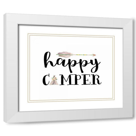 Happy Camper I White Modern Wood Framed Art Print with Double Matting by Moss, Tara