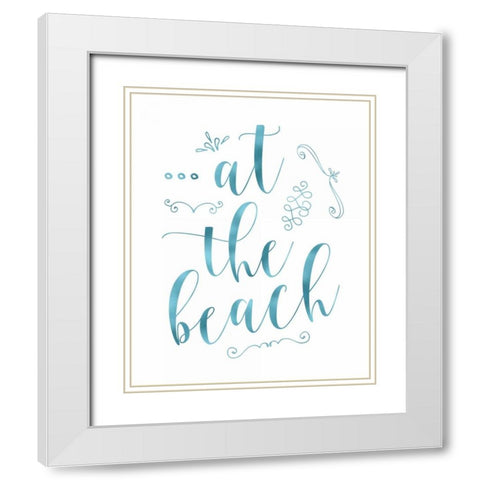 At the Beach - Blue White Modern Wood Framed Art Print with Double Matting by Moss, Tara