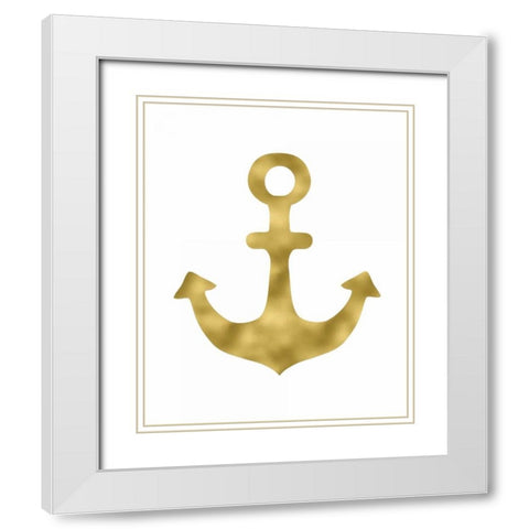 Gold Anchor White Modern Wood Framed Art Print with Double Matting by Moss, Tara