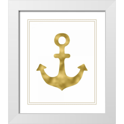 Gold Anchor White Modern Wood Framed Art Print with Double Matting by Moss, Tara