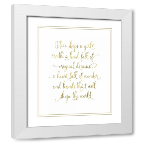 Here Sleeps a Girl White Modern Wood Framed Art Print with Double Matting by Moss, Tara