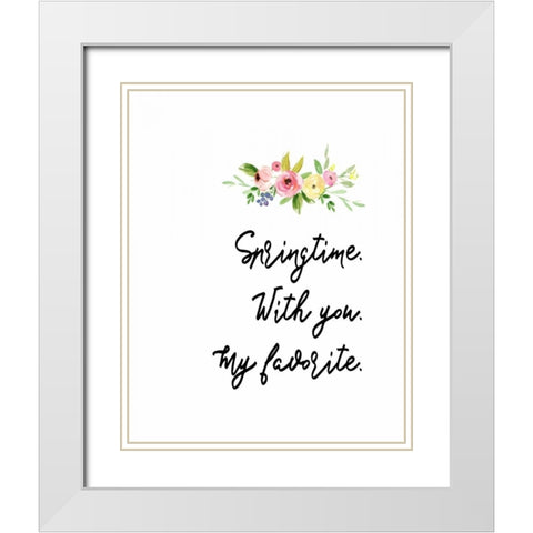 Springtime With You II White Modern Wood Framed Art Print with Double Matting by Moss, Tara