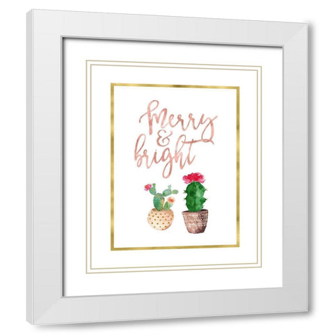 Merry and Bright Succulent White Modern Wood Framed Art Print with Double Matting by Moss, Tara