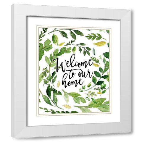 Welcome to Our Home White Modern Wood Framed Art Print with Double Matting by Moss, Tara