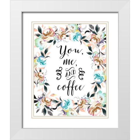 You, Me and Coffee White Modern Wood Framed Art Print with Double Matting by Moss, Tara