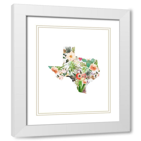 Texas Floral Collage I White Modern Wood Framed Art Print with Double Matting by Moss, Tara