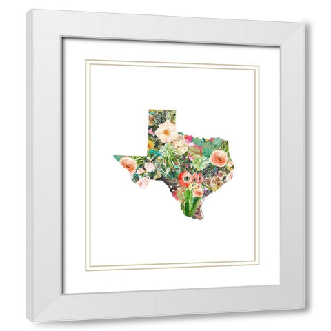 Texas Floral Collage III White Modern Wood Framed Art Print with Double Matting by Moss, Tara