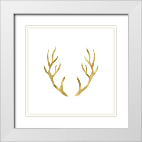 Gold Antlers White Modern Wood Framed Art Print with Double Matting by Moss, Tara