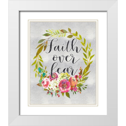 Faith Over Fear White Modern Wood Framed Art Print with Double Matting by Moss, Tara