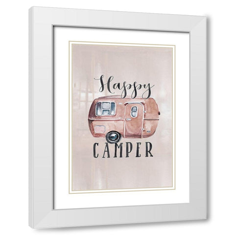 Happy Camper White Modern Wood Framed Art Print with Double Matting by Moss, Tara