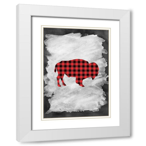 Plaid Buffalo White Modern Wood Framed Art Print with Double Matting by Moss, Tara