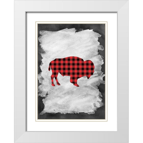 Plaid Buffalo White Modern Wood Framed Art Print with Double Matting by Moss, Tara