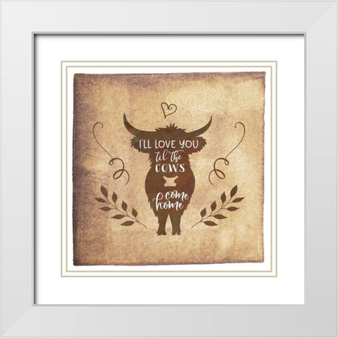 Til the Cows Come Home White Modern Wood Framed Art Print with Double Matting by Moss, Tara