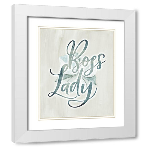 Boss Lady Floral White Modern Wood Framed Art Print with Double Matting by Moss, Tara