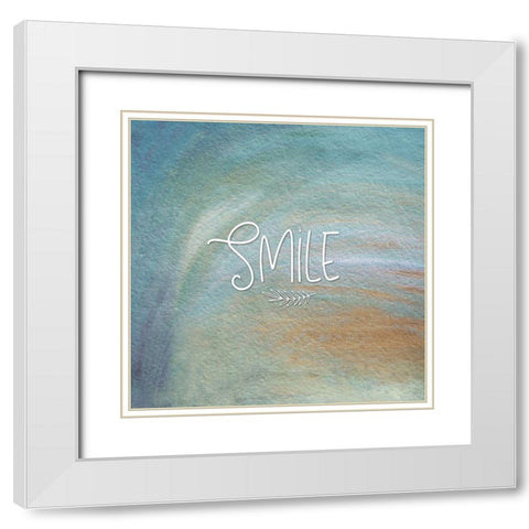 Smile Colorful White Modern Wood Framed Art Print with Double Matting by Moss, Tara