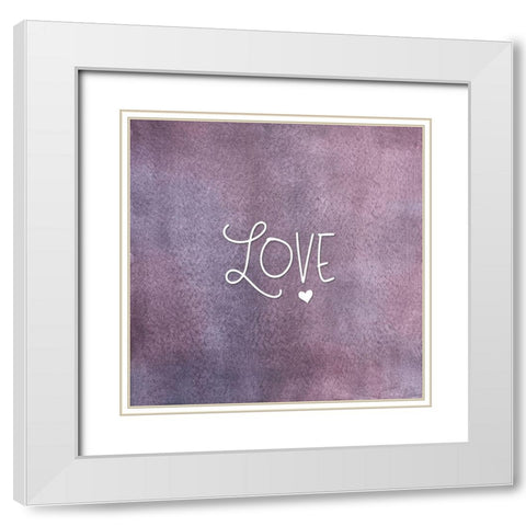 Love Purple White Modern Wood Framed Art Print with Double Matting by Moss, Tara