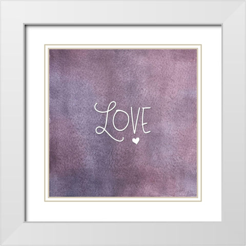 Love Purple White Modern Wood Framed Art Print with Double Matting by Moss, Tara