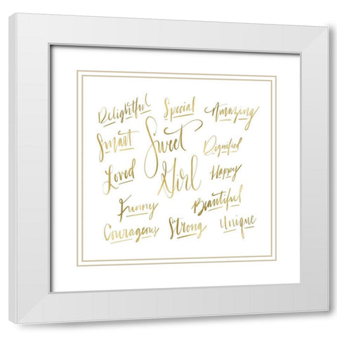 Sweet Girl Gold White Modern Wood Framed Art Print with Double Matting by Moss, Tara