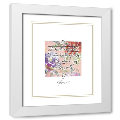 Ephesians 4-2 Box Floral White Modern Wood Framed Art Print with Double Matting by Moss, Tara