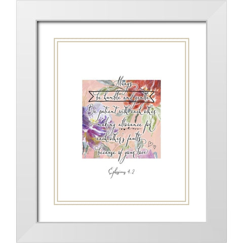 Ephesians 4-2 Box Floral White Modern Wood Framed Art Print with Double Matting by Moss, Tara