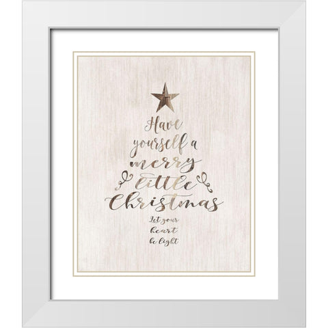 Merry Little Christmas White Modern Wood Framed Art Print with Double Matting by Moss, Tara