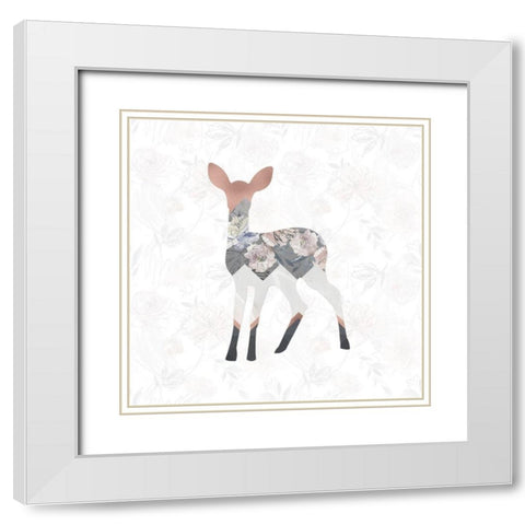 Square Deer White Modern Wood Framed Art Print with Double Matting by Moss, Tara