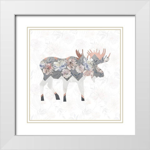 Square Moose White Modern Wood Framed Art Print with Double Matting by Moss, Tara