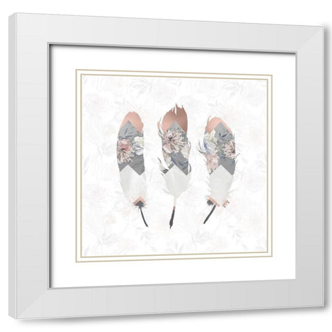 Square Feathers White Modern Wood Framed Art Print with Double Matting by Moss, Tara
