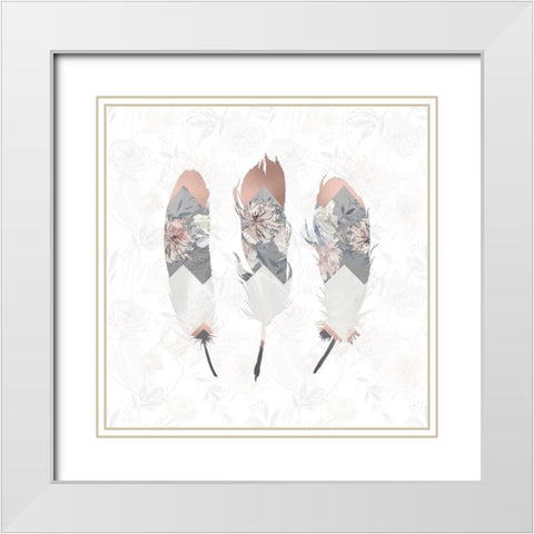 Square Feathers White Modern Wood Framed Art Print with Double Matting by Moss, Tara