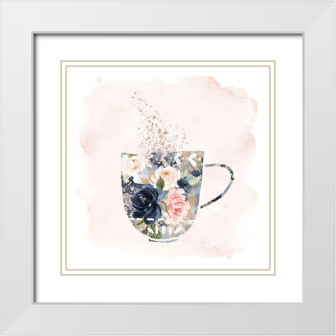 Floral Mug White Modern Wood Framed Art Print with Double Matting by Moss, Tara