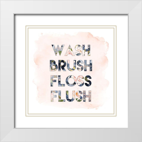 Wash, Brush, Floss, Flush White Modern Wood Framed Art Print with Double Matting by Moss, Tara